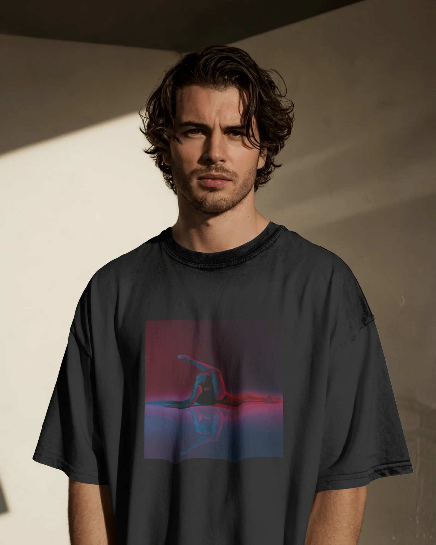 Neon Motion Oversized Graphic T-Shirt – Artistic Streetwear Design