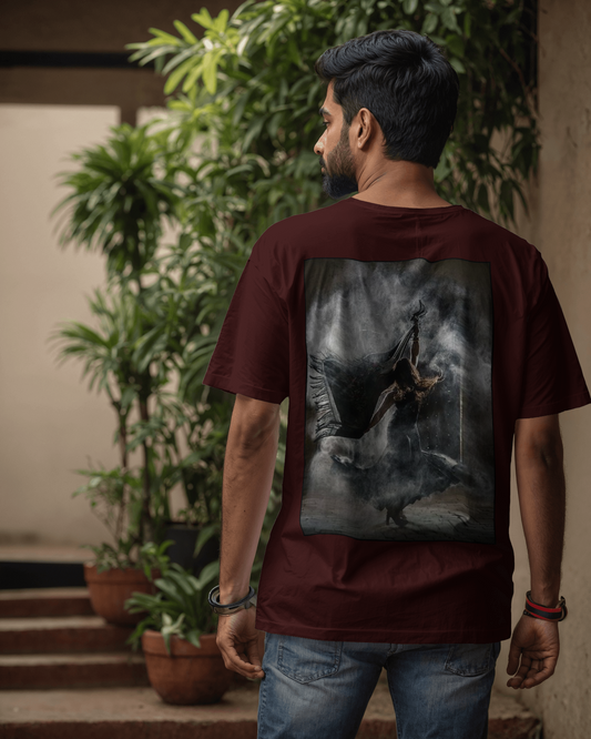 Dark Aesthetic Oversized Graphic T-Shirt – Smoke Dance Art Print | Unisex