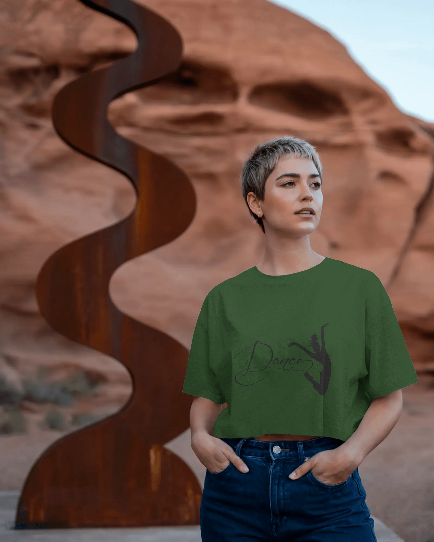 Trendy Cropped T-Shirt with "Dance" Graphic | Comfortable Short Sleeve Tee