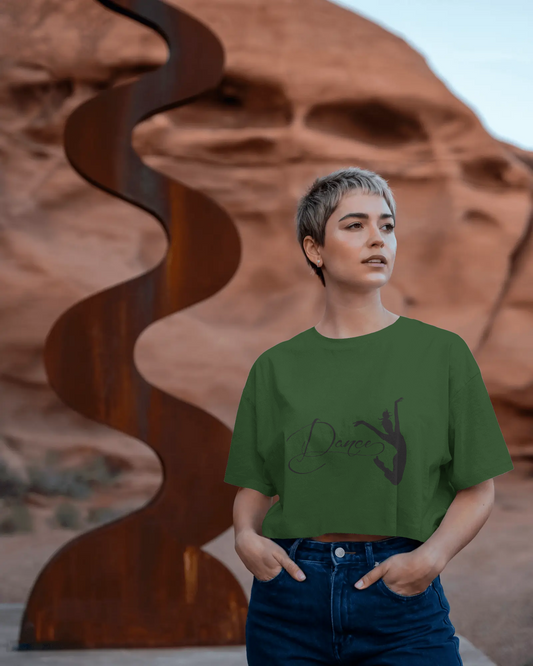 Trendy Cropped T-Shirt with "Dance" Graphic | Comfortable Short Sleeve Tee